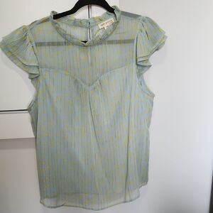 Sheer Blue and Yellow Polka Dot Top